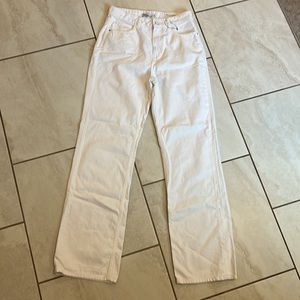 Zara cream denim straight leg jeans